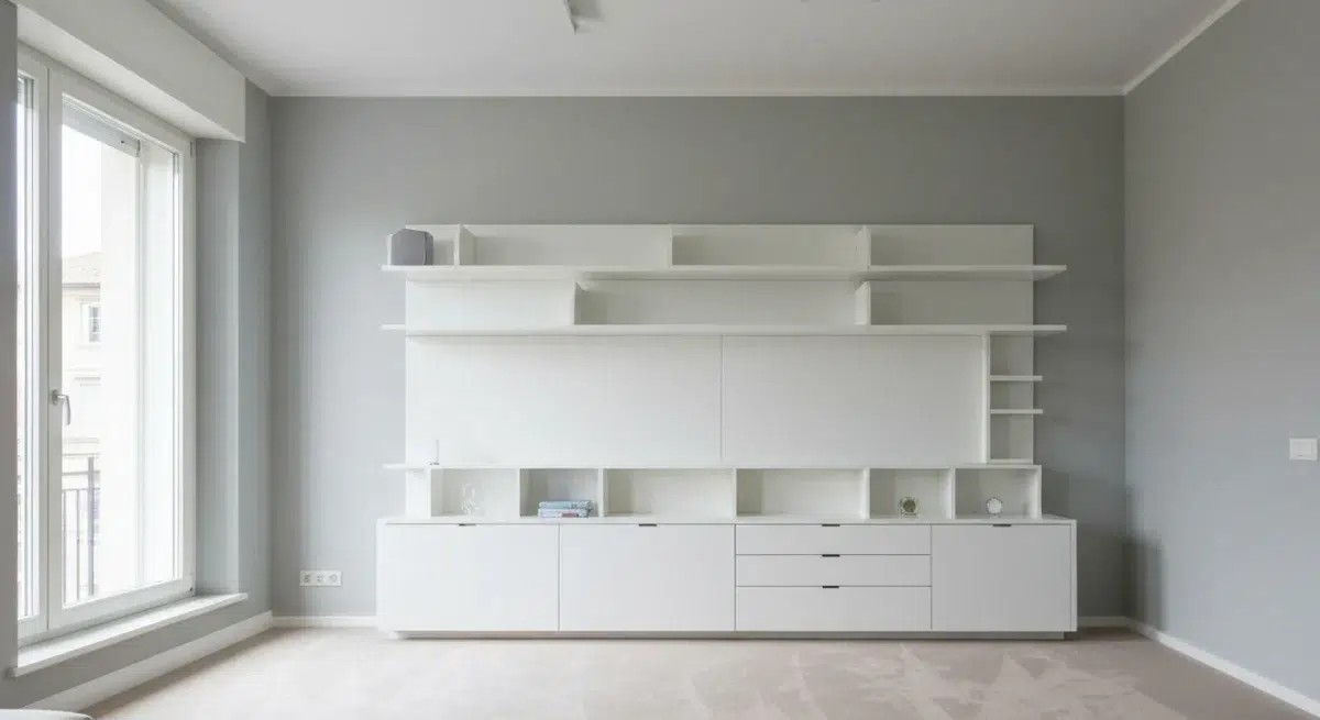 Design bohémien: parete attrezzata soggiorno moderna con personalità